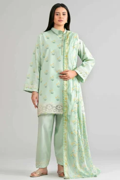 3 Piece - Printed Embroidered Suit - 42601861