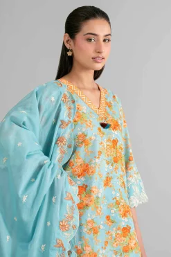 3 Piece - Printed Embroidered Suit - 42601719