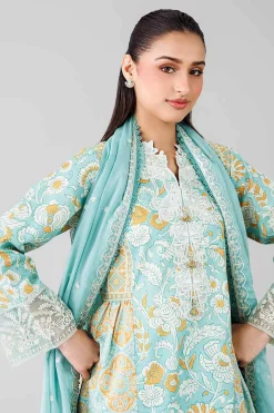 3 Piece - Printed Embroidered Suit - 42601817