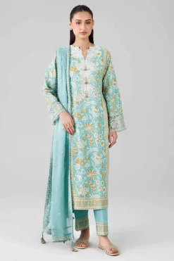 3 Piece - Printed Embroidered Suit - 42601817