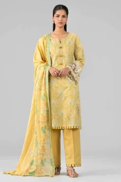 3 Piece - Printed Embroidered Suit - 42601782
