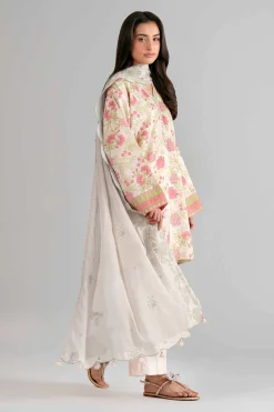 3 Piece - Printed Embroidered Suit - 42601722