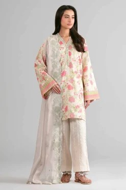 3 Piece - Printed Embroidered Suit - 42601722