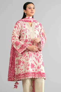 3 Piece - Printed Embroidered Suit - 42601858