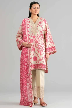 3 Piece - Printed Embroidered Suit - 42601858