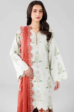 3 Piece - Printed Embroidered Suit - 42601804