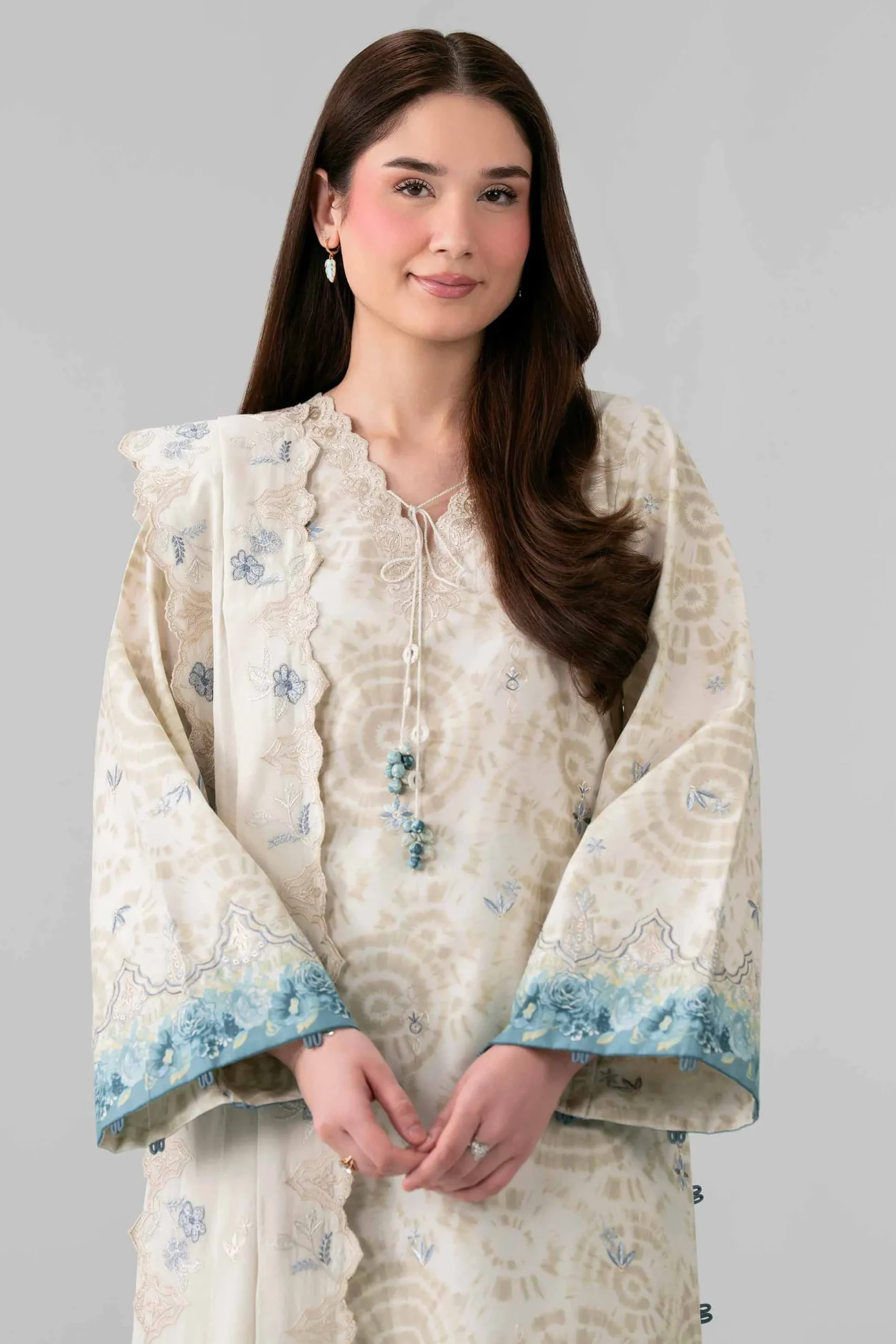 3 Piece - Printed Embroidered Suit - 42601807