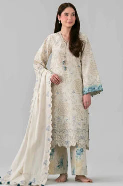 3 Piece - Printed Embroidered Suit - 42601807