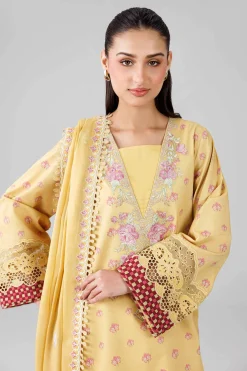 3 Piece - Printed Embroidered Suit - 42601823