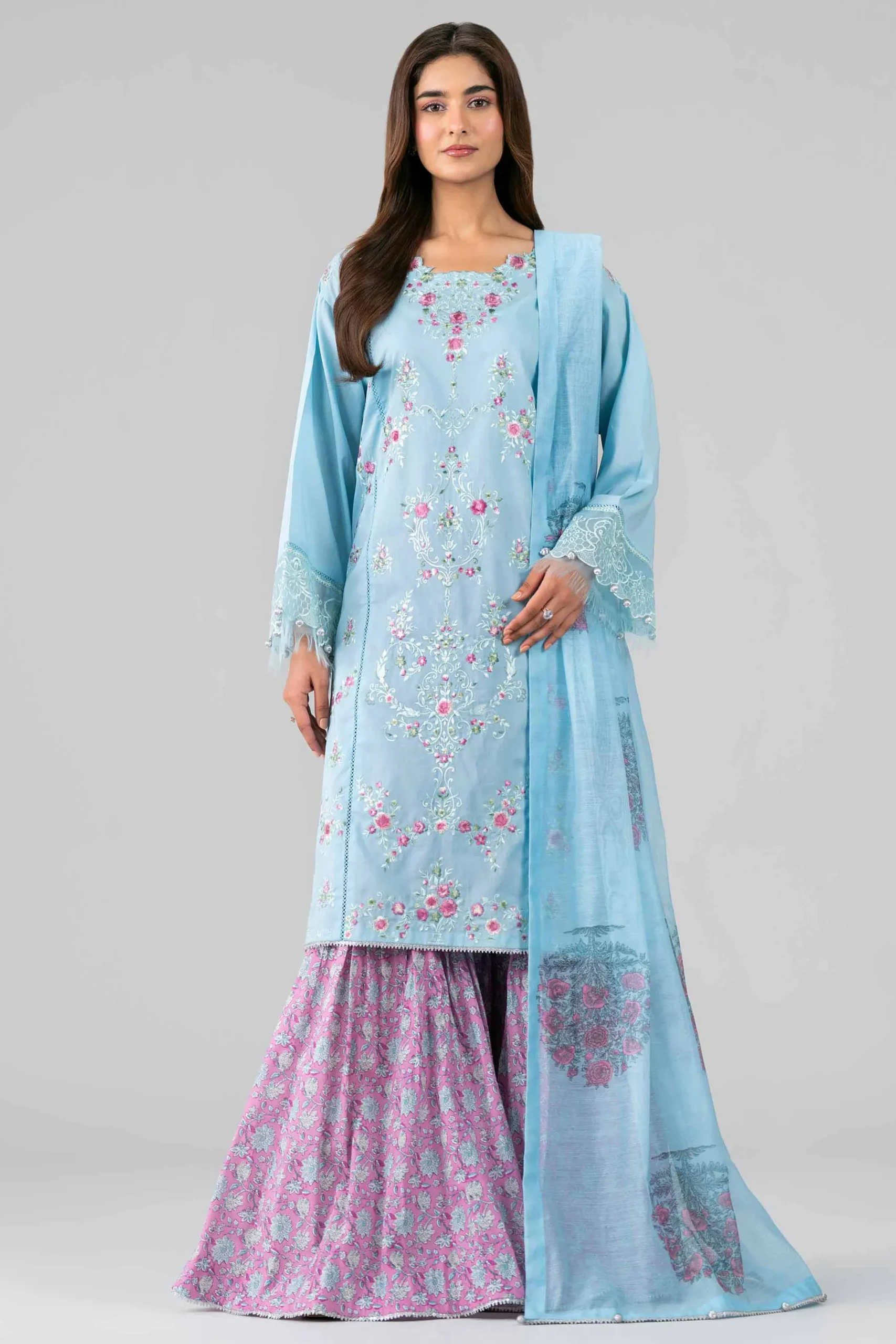 3 Piece - Printed Embroidered Suit - 42601791