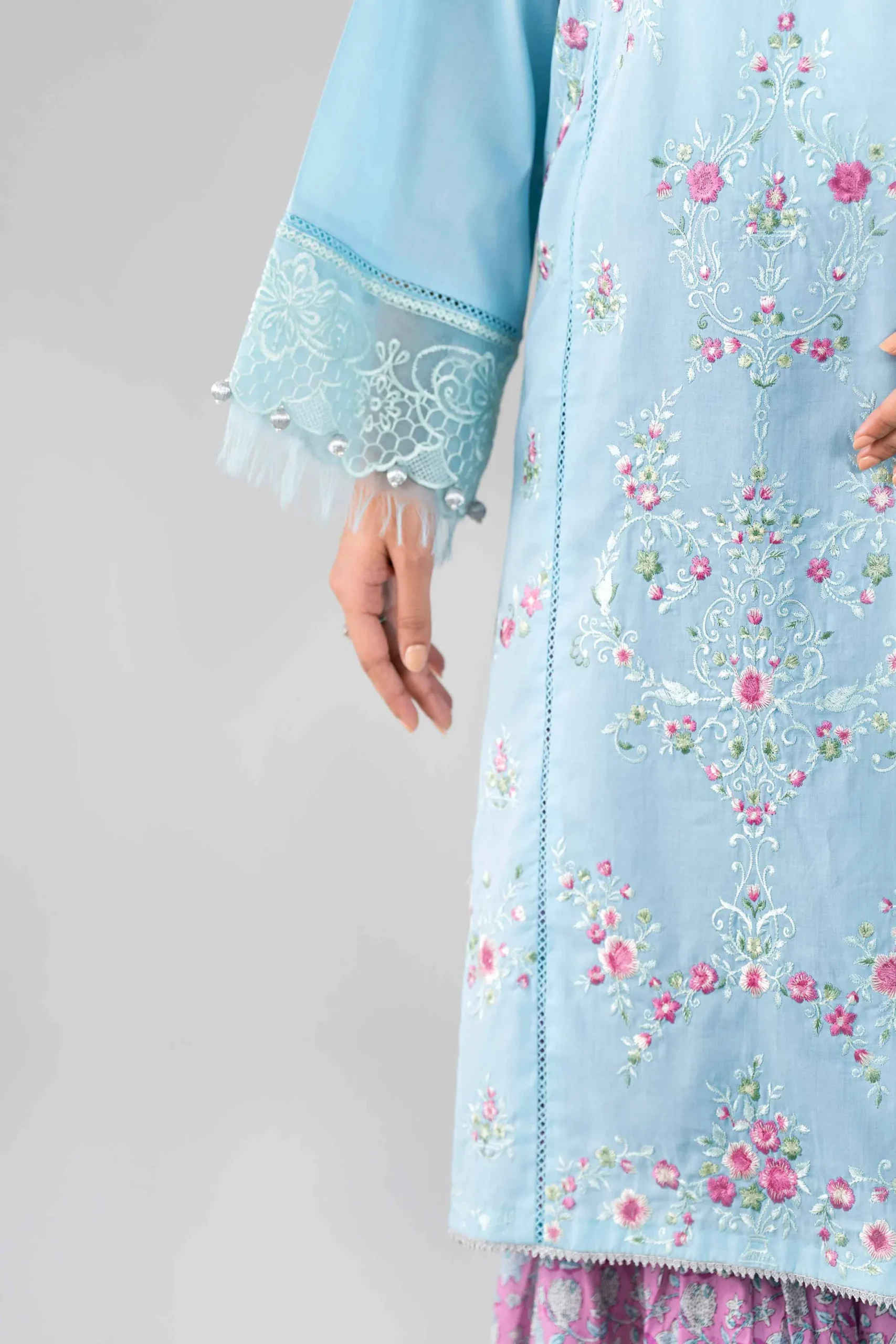 3 Piece - Printed Embroidered Suit - 42601791
