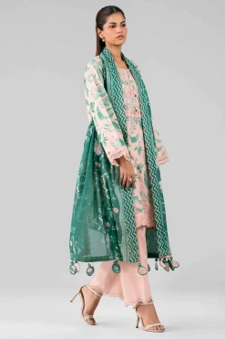 3 Piece - Printed Embroidered Suit - 42601779