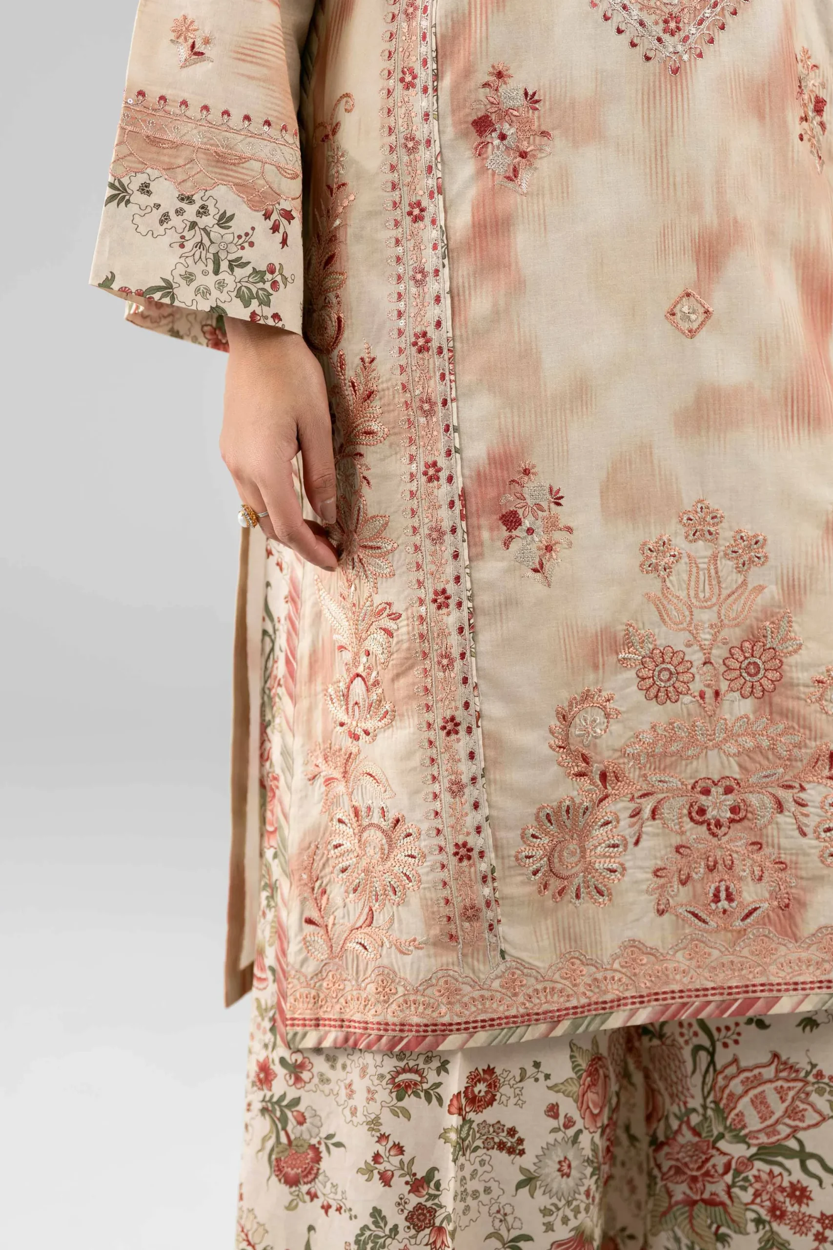 3 Piece - Printed Embroidered Suit - 42601811