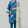 3 Piece - Printed Embroidered Suit - 42601786