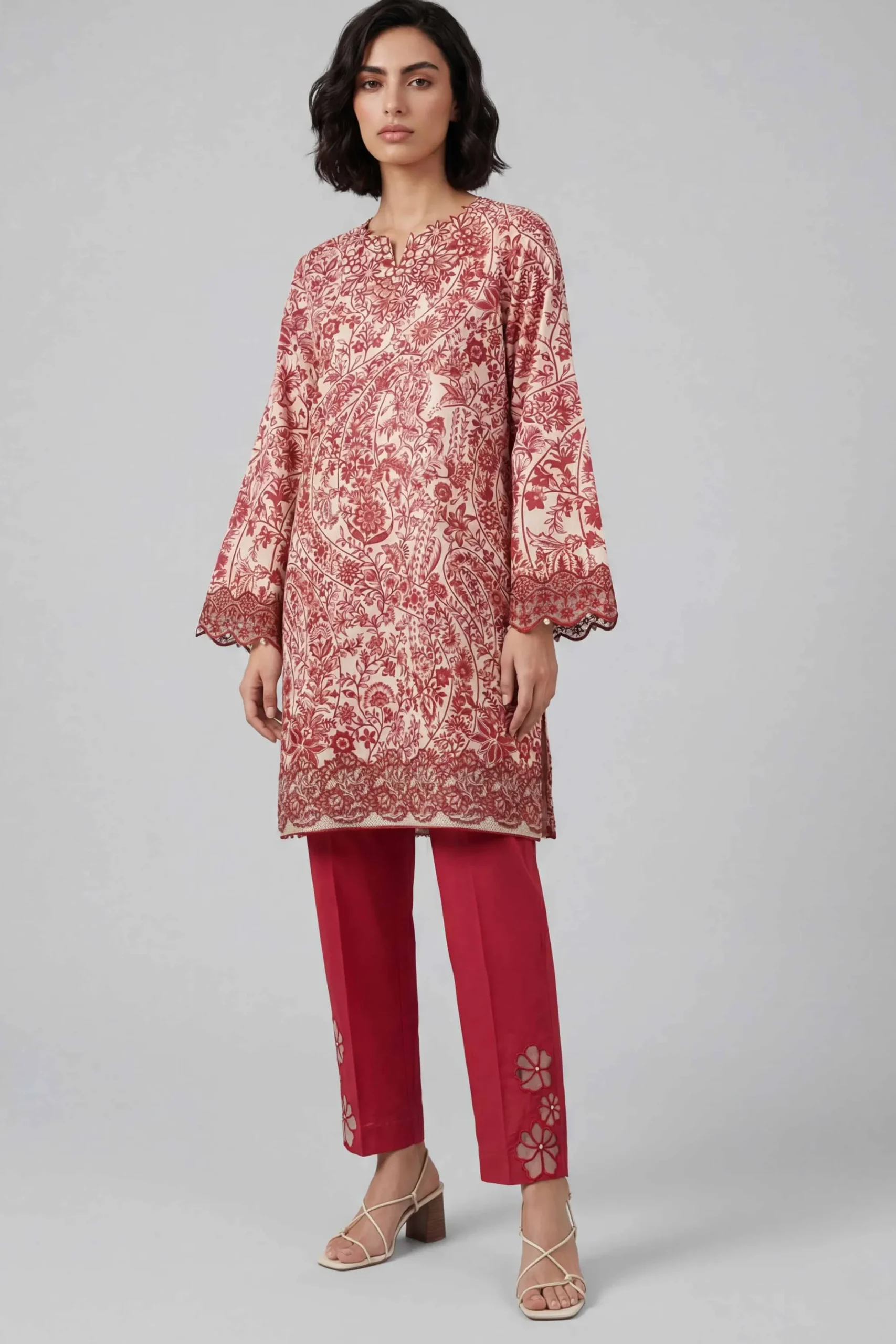 2 Piece - Printed Embroidered Suit - 42601659