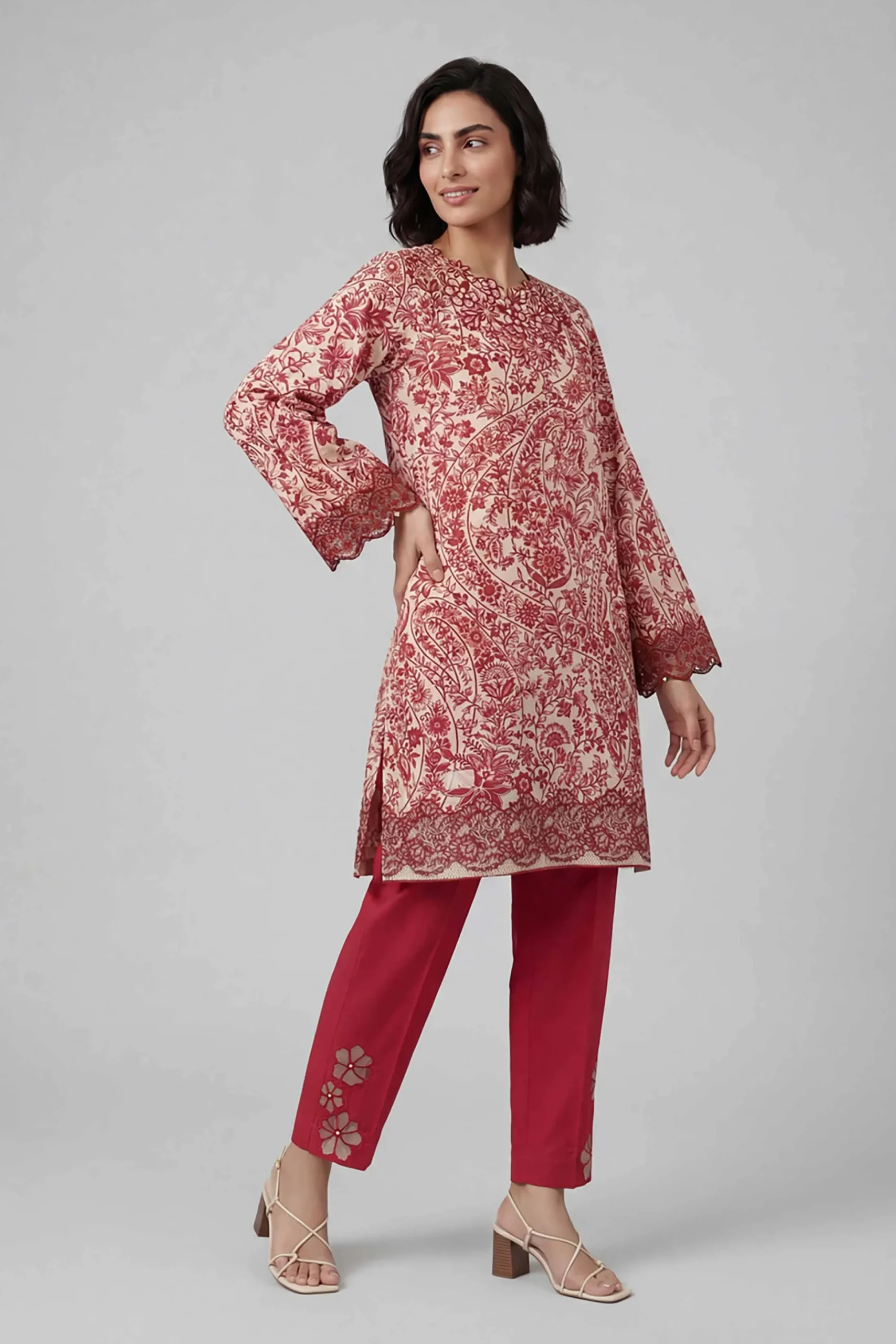 2 Piece - Printed Embroidered Suit - 42601659