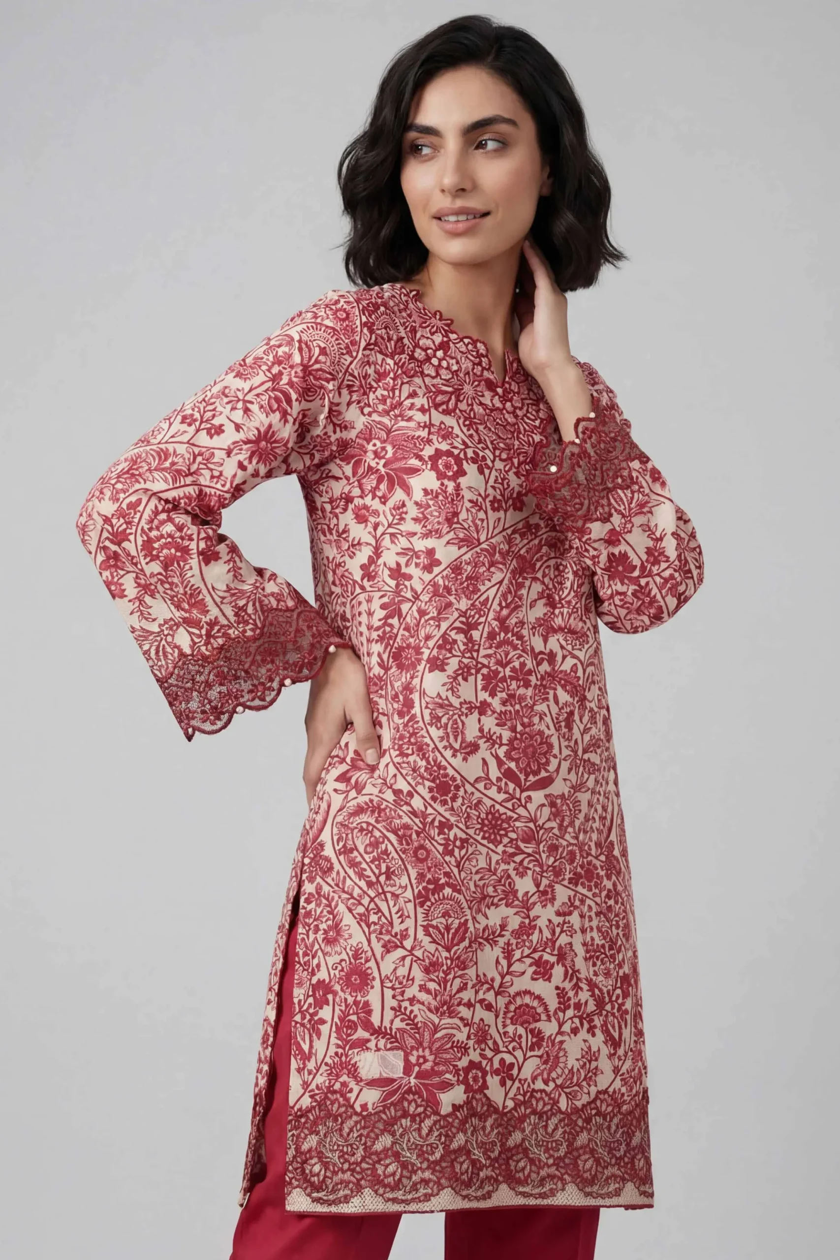 2 Piece - Printed Embroidered Suit - 42601659
