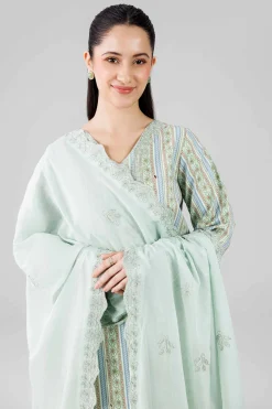 3 Piece - Printed Embroidered Suit - 42601805