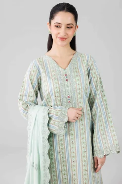 3 Piece - Printed Embroidered Suit - 42601805