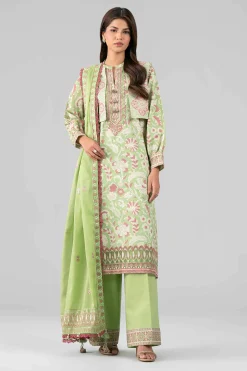3 Piece - Printed Embroidered Suit - 42601819