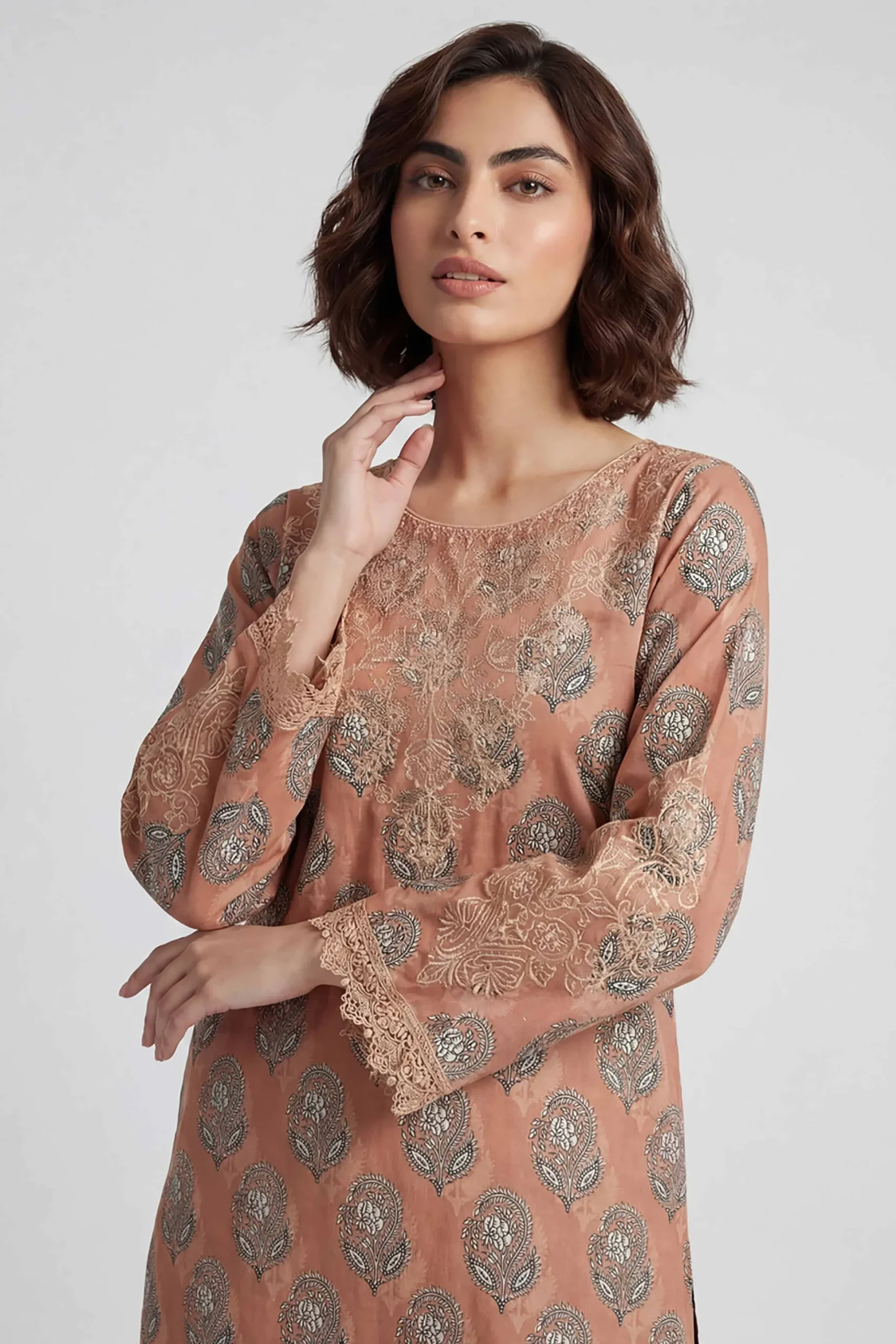 2 Piece - Printed Embroidered Suit - 42601662
