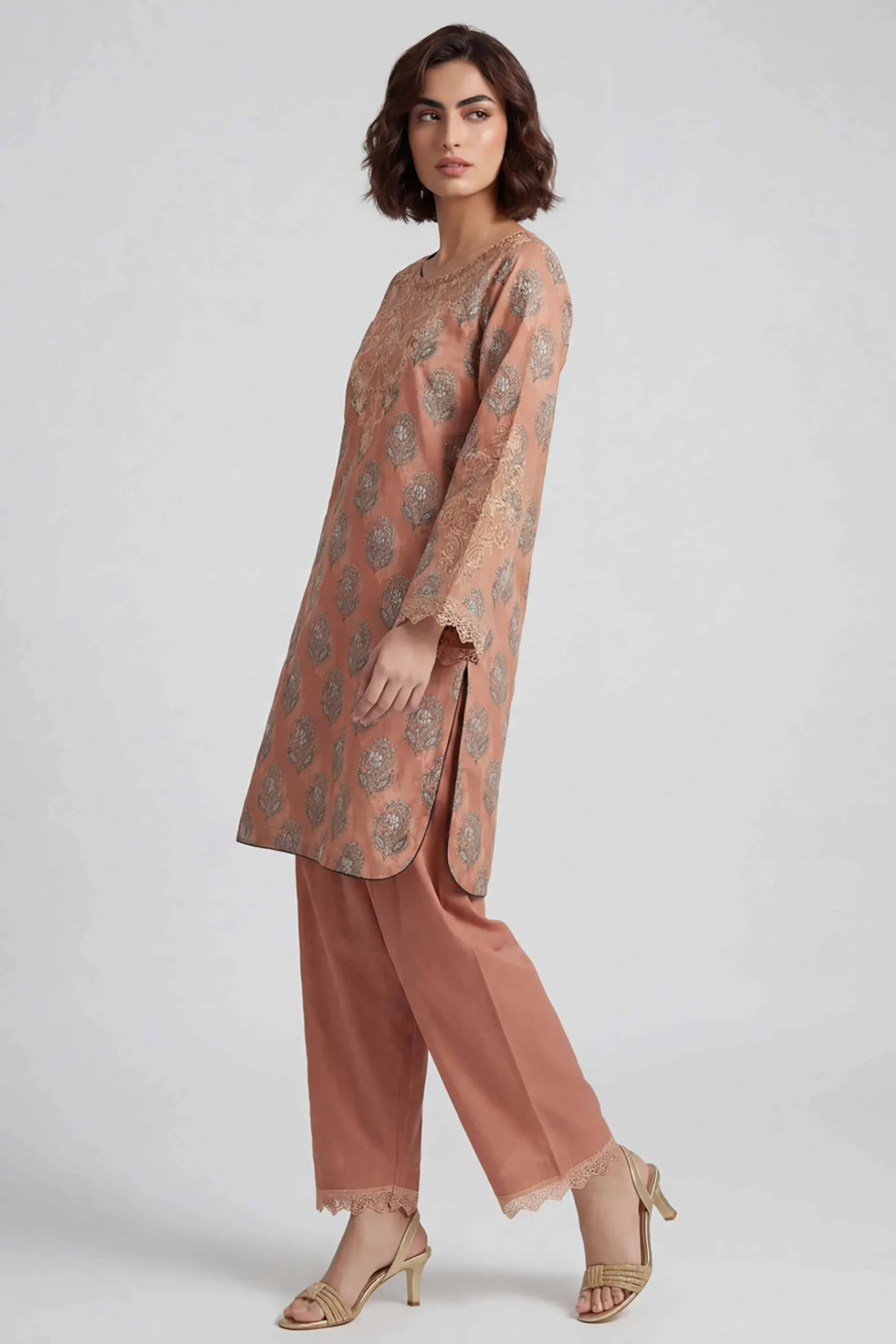 2 Piece - Printed Embroidered Suit - 42601662