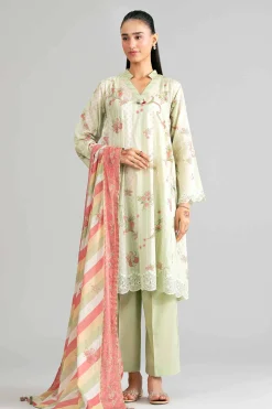 3 Piece - Printed Embroidered Suit - 42601856