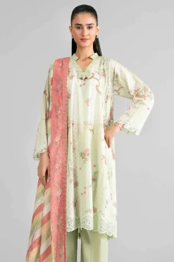 3 Piece - Printed Embroidered Suit - 42601856