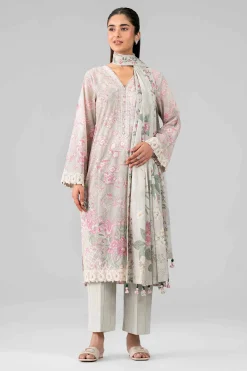 3 Piece - Printed Embroidered Suit - 42601780