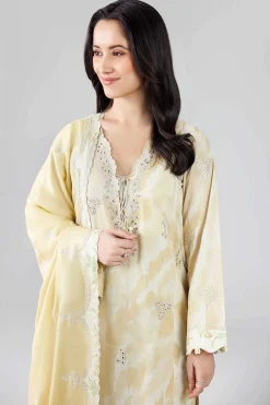 3 Piece - Printed Embroidered Suit - 42601809