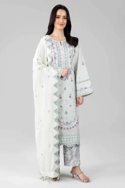 3 Piece - Printed Embroidered Suit - 42601812