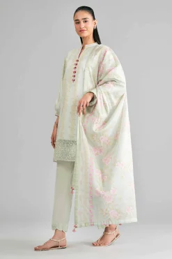 3 Piece - Printed Embroidered Suit - 42601860