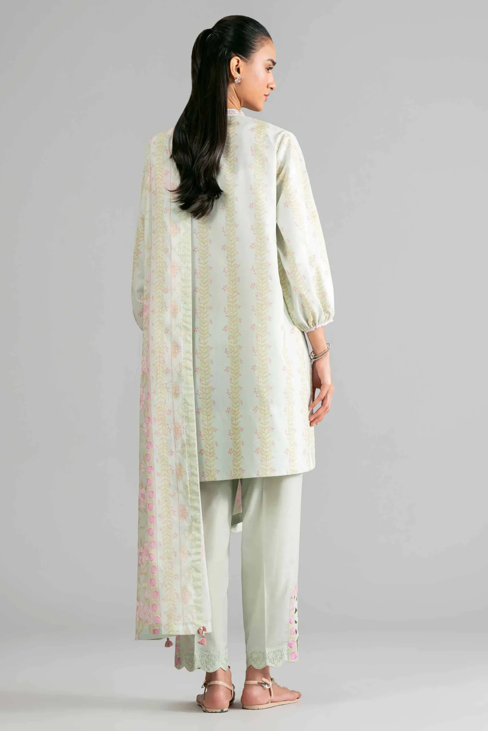 3 Piece - Printed Embroidered Suit - 42601860