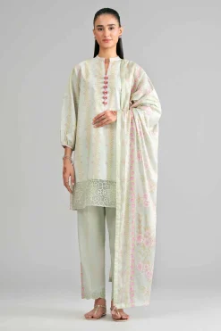 3 Piece - Printed Embroidered Suit - 42601860