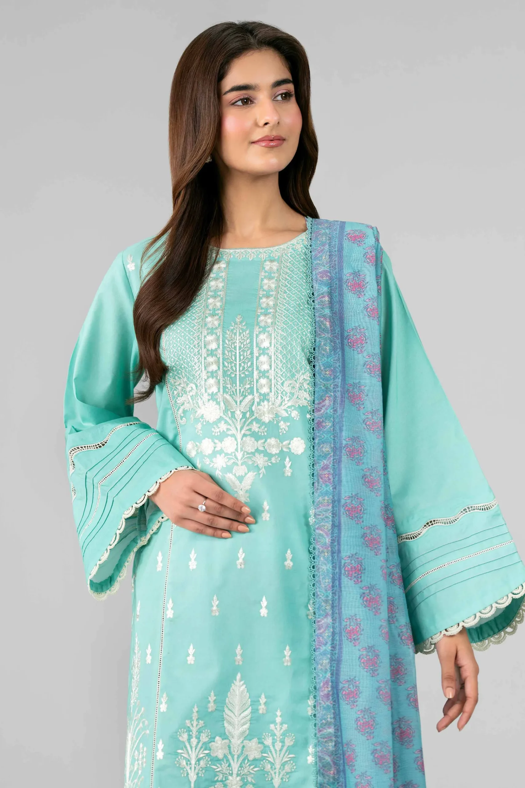 3 Piece - Printed Embroidered Suit - 42601790