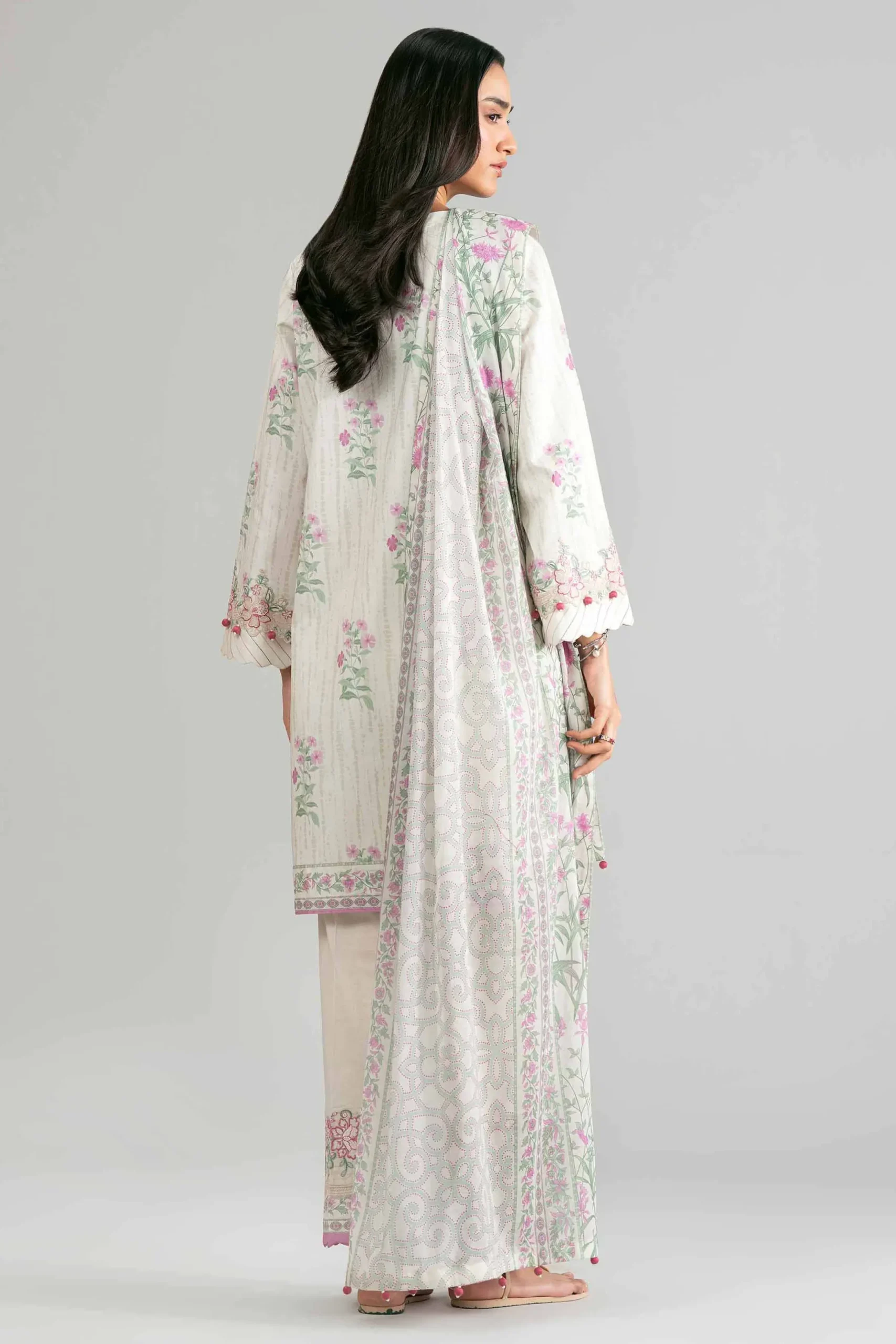 3 Piece - Printed Embroidered Suit - 42601859