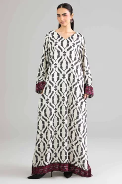 Printed Embroidered Dress - FE26-48