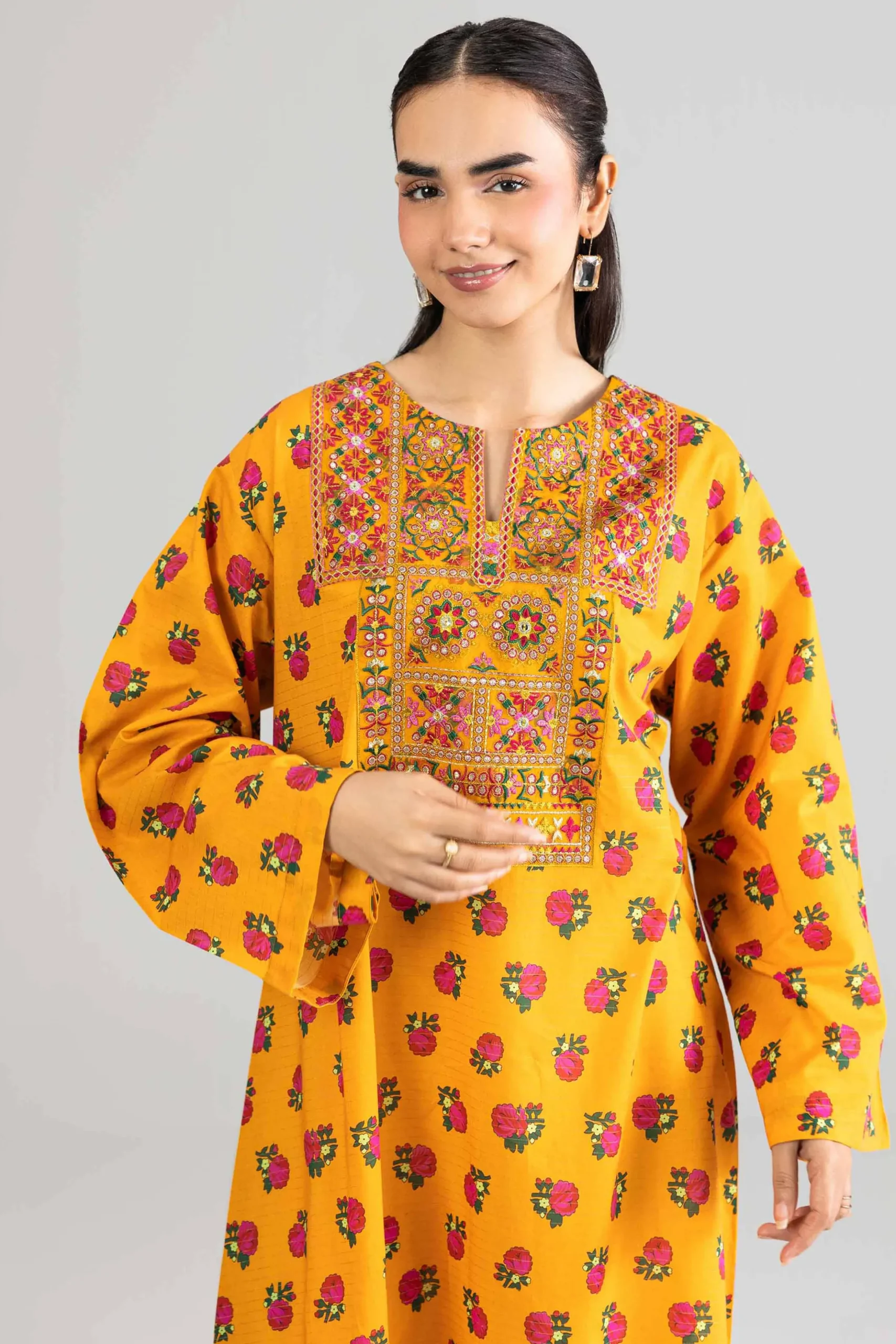 Printed Embroidered Dress - FE26-50