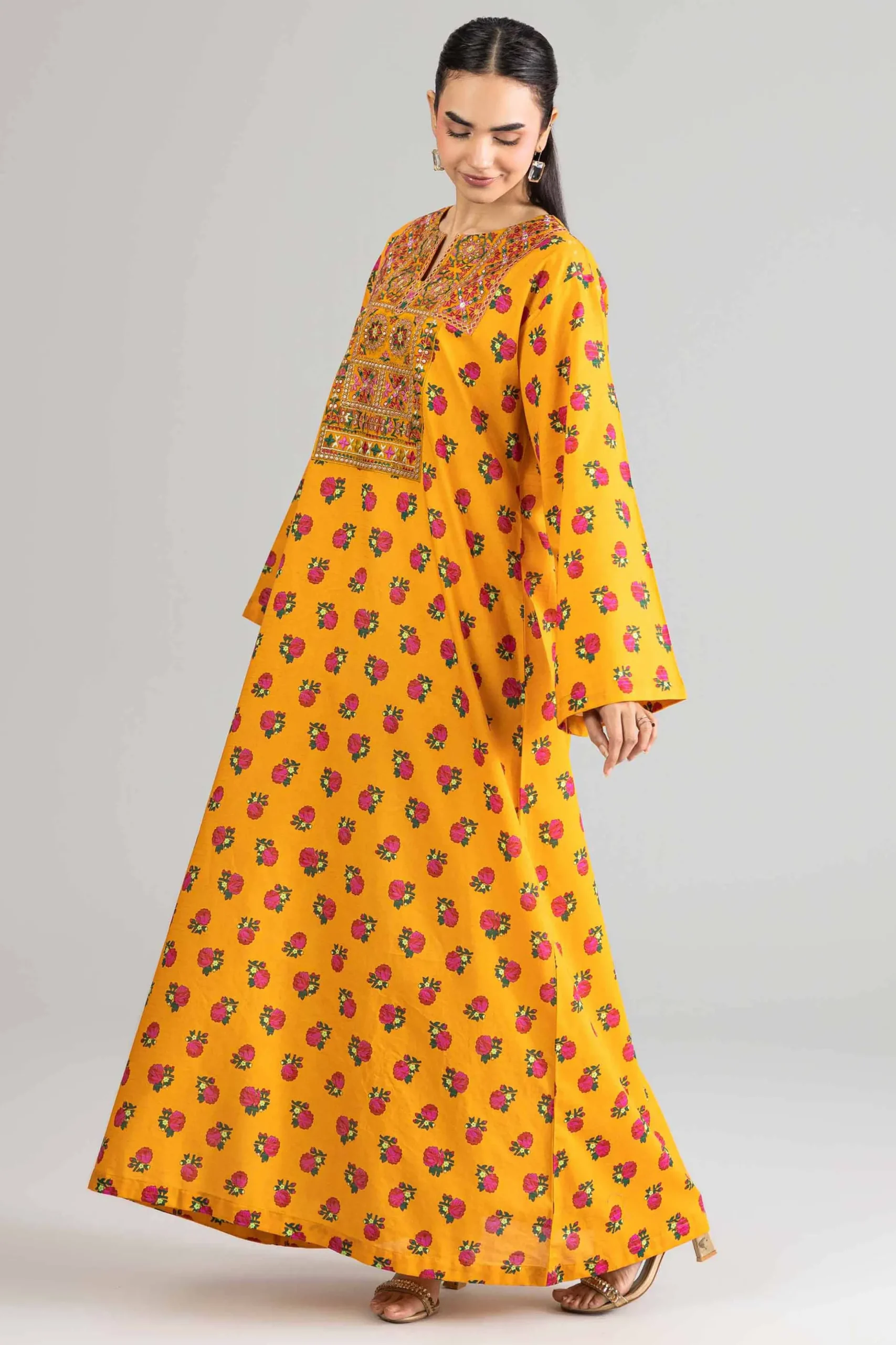 Printed Embroidered Dress - FE26-50