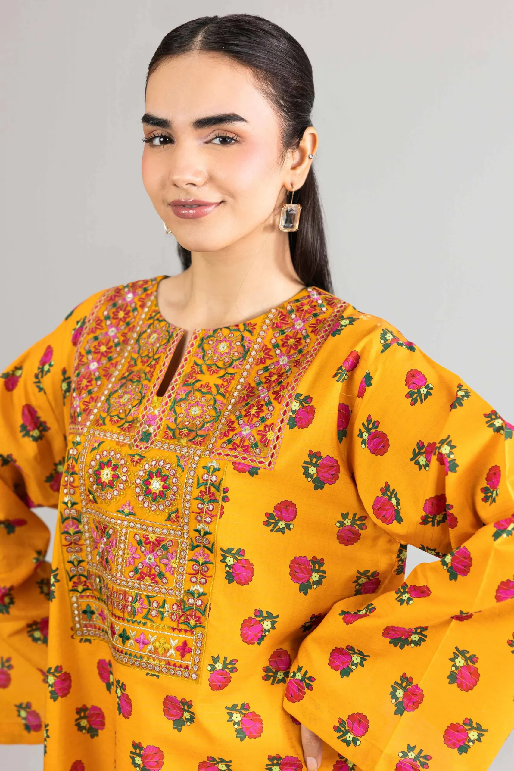 Printed Embroidered Dress - FE26-50